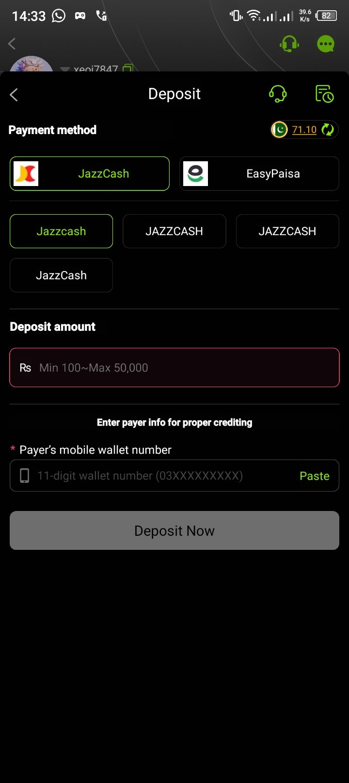 Deposit funds in win786 Game